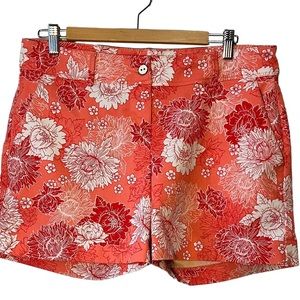 Isaac Mizrahi New York Pink Floral Tailored Shorts. Button front Stretch Size 10